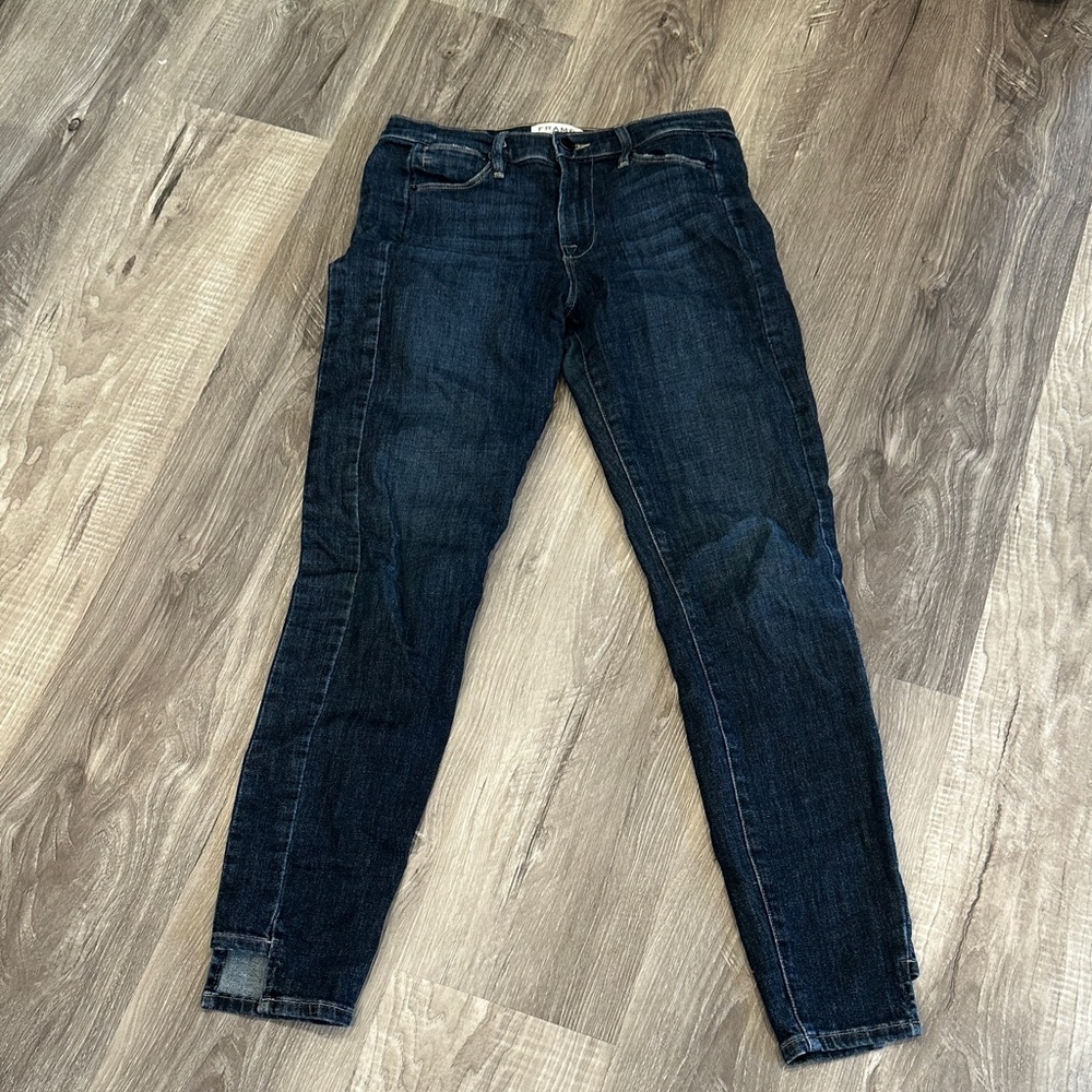 Frame Le High Skinny Harway Jeans Side Ankle Cut out 26 EUC